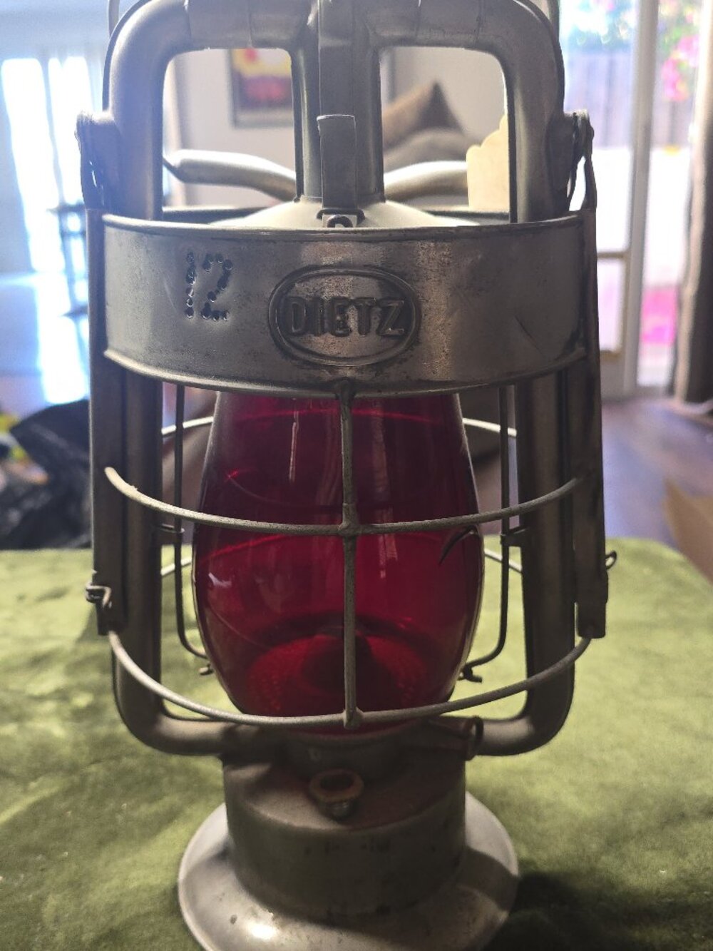 Antique Dietz King Fire Dept Lantern Red Globe 1907 Patent Cold Blast